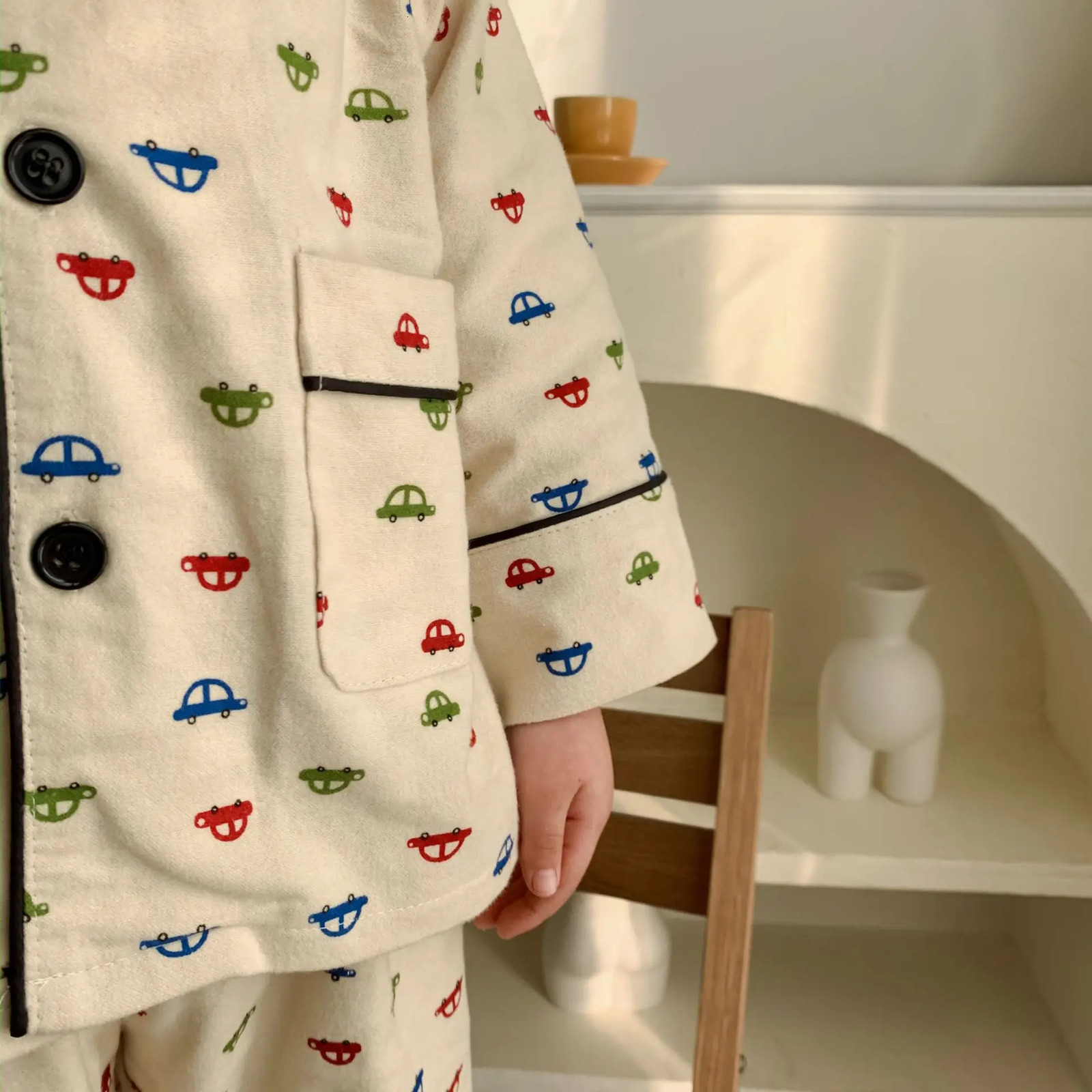 Korean Spring Autumn Childrens Boys 2PCS Pajamas Set Pure Cotton Brushed Cartoon Topspants Suit Kids Baby Boys Homewears 250121