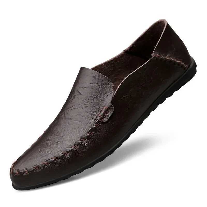 2025 Brand Genuine Leather Men Shoes Soft Loafers Men Flats Comfy Boat ShoesXJ250118