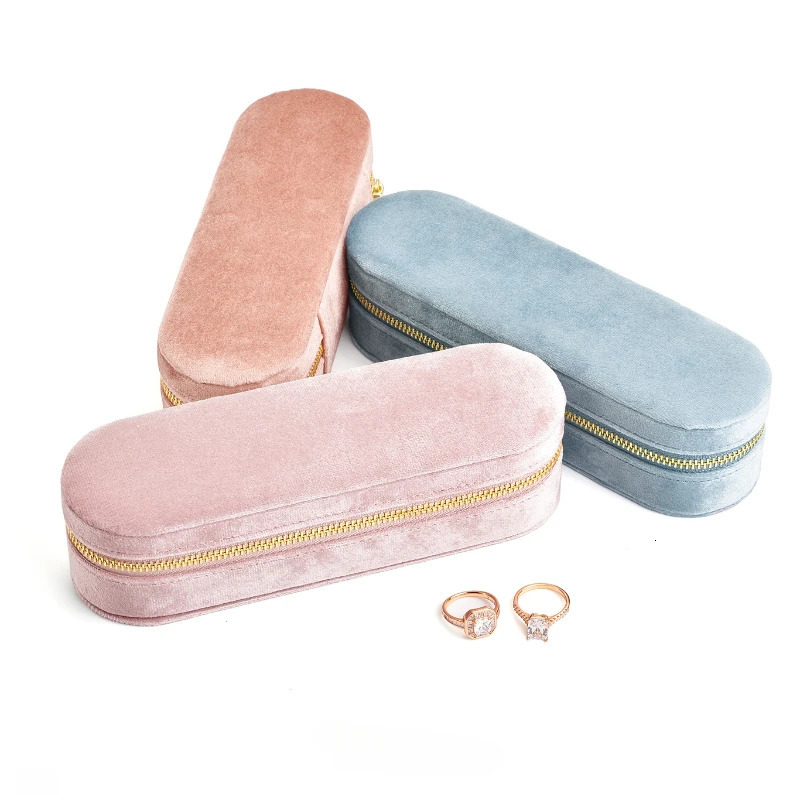 Velvet Jewelry Storage Box Ring Earrings Delicate Small Mini Simple Style Portable Zipper Box Ring Holder 250117