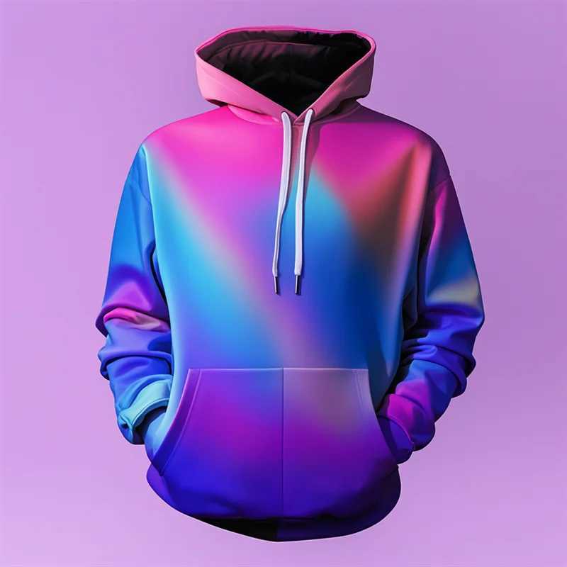 2024 New Fashion 3D Printed Purple Hoodie Mens Y2k Casual Design Hooded Sportshirt Autumn Street Hip Hop Mens Clothing Tops W250117