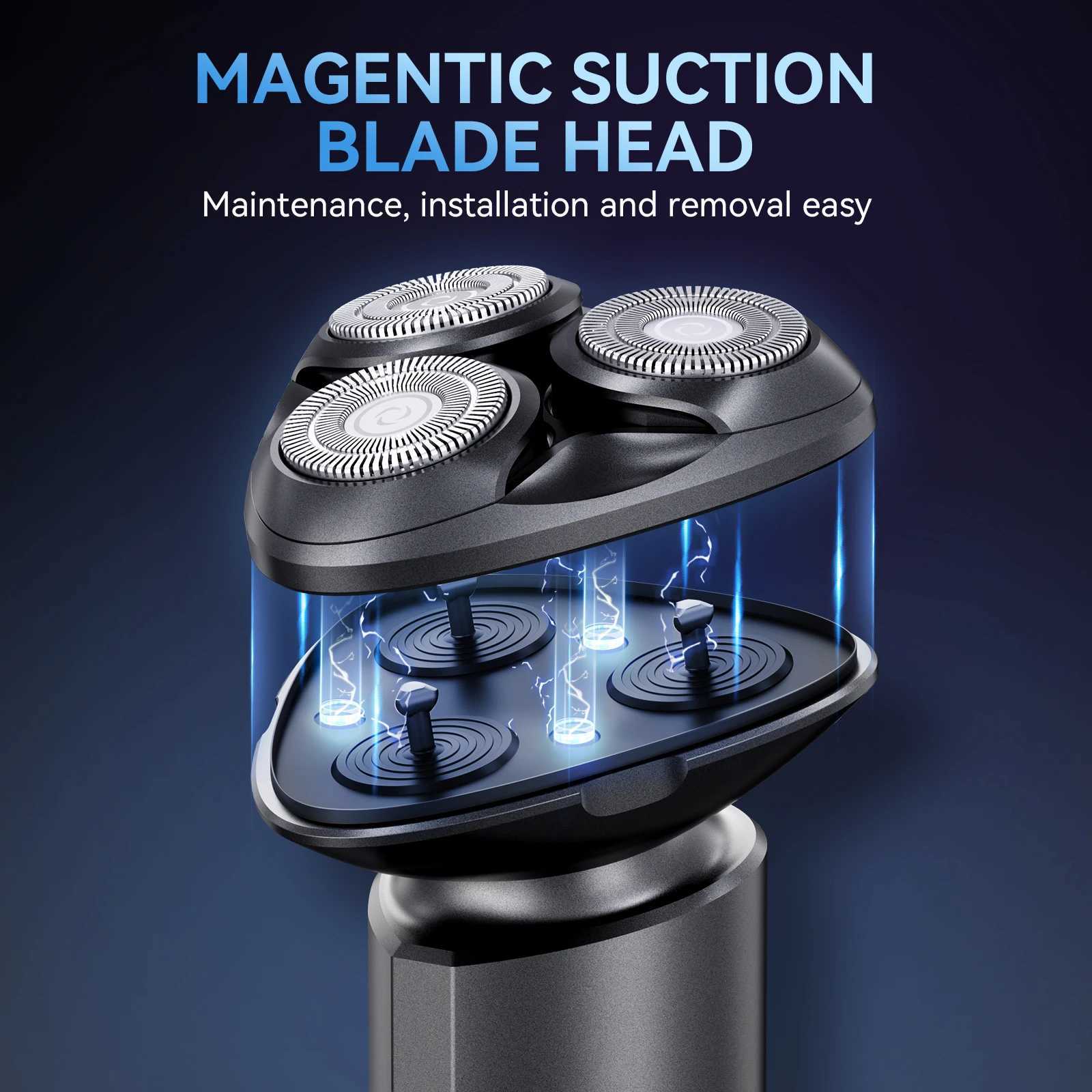 Kenson mens electric shaver rechargeable 3D floating magnetic cutter washable beard trimming shaver mens shaverW250117
