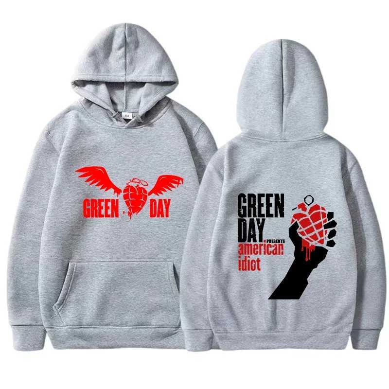 Green Day Saviors Printed Mens Hoodies New Hip Hop Loose Streetwear Pullover Long Sleeve Sweatshirts Y2K Clothes Tops W250117