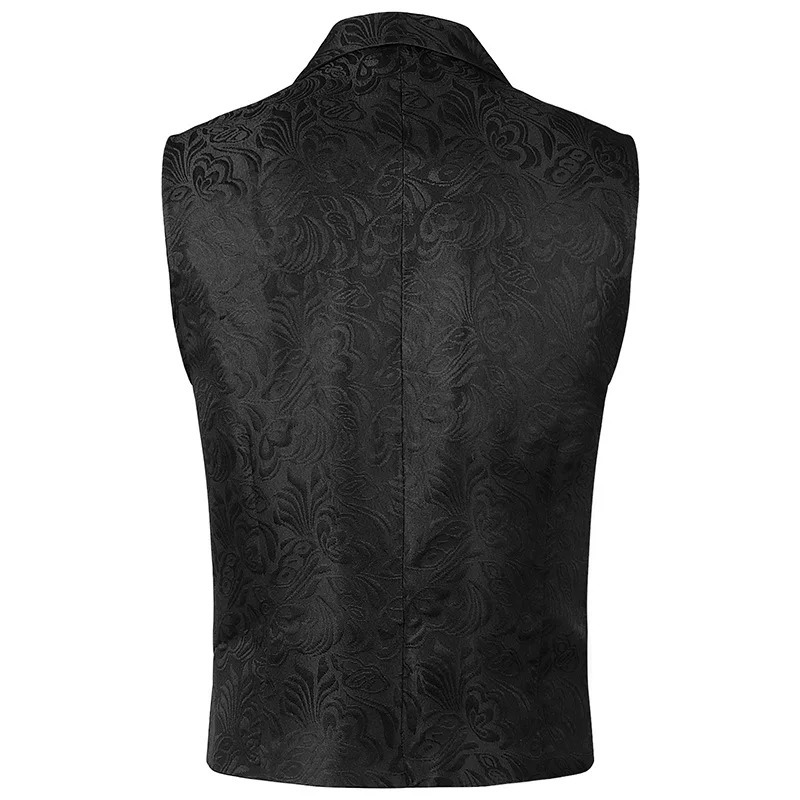 Blazer Vest Double Breasted Gothic Punk Men Formal Suits Jacquard Short Waistcoat Costume Sleeveless Coat Lapel Collar For Adult 250108