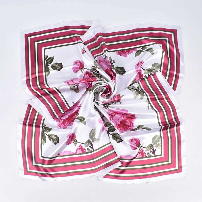 2023 New Rose Pattern Season Global Fashion 90 Color Ding Square Scarf Headband Scarf Silk W250118