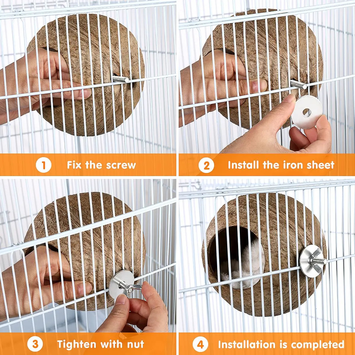 Parrot Coconut Shell Nest Pet Bird Nest Hamster Squirrel Breeding Nest Canary Lark House Hang Ornament For Garden Yard PetSupply 250121
