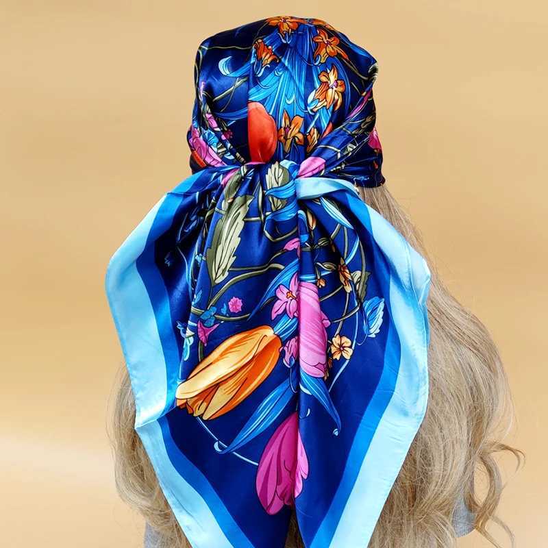 Women 90X90CM New Shls The Seasons Beach Scarves Fashion Model Square Silk Hijab Popular Design Sunscreen Headscarf W250118