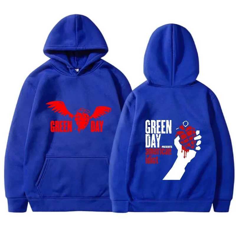 Green Day Saviors Printed Mens Hoodies New Hip Hop Loose Streetwear Pullover Long Sleeve Sweatshirts Y2K Clothes Tops W250117