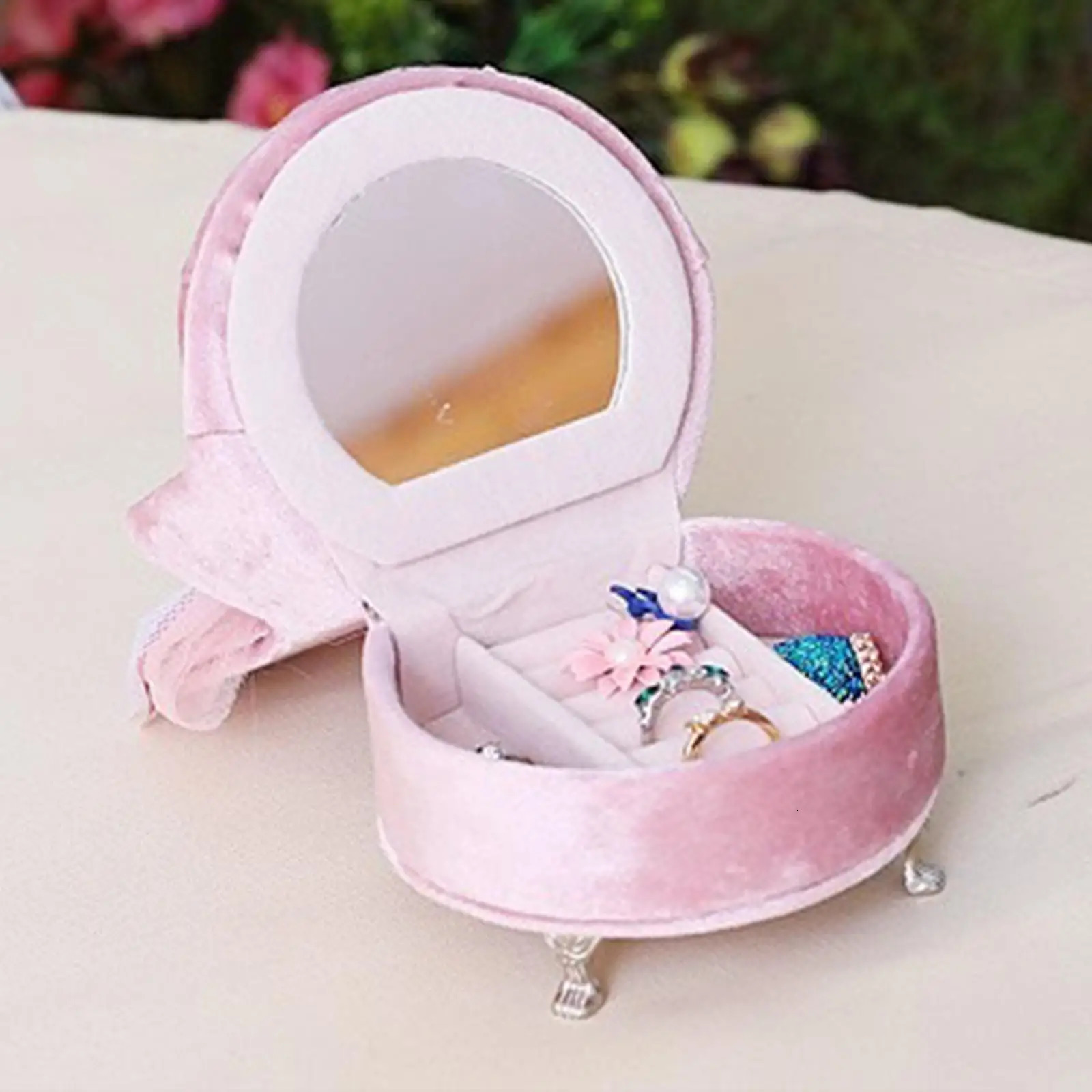 Couch Small Jewelry Storage Box Ring Holder Portable Fleece Inner Lining 250117