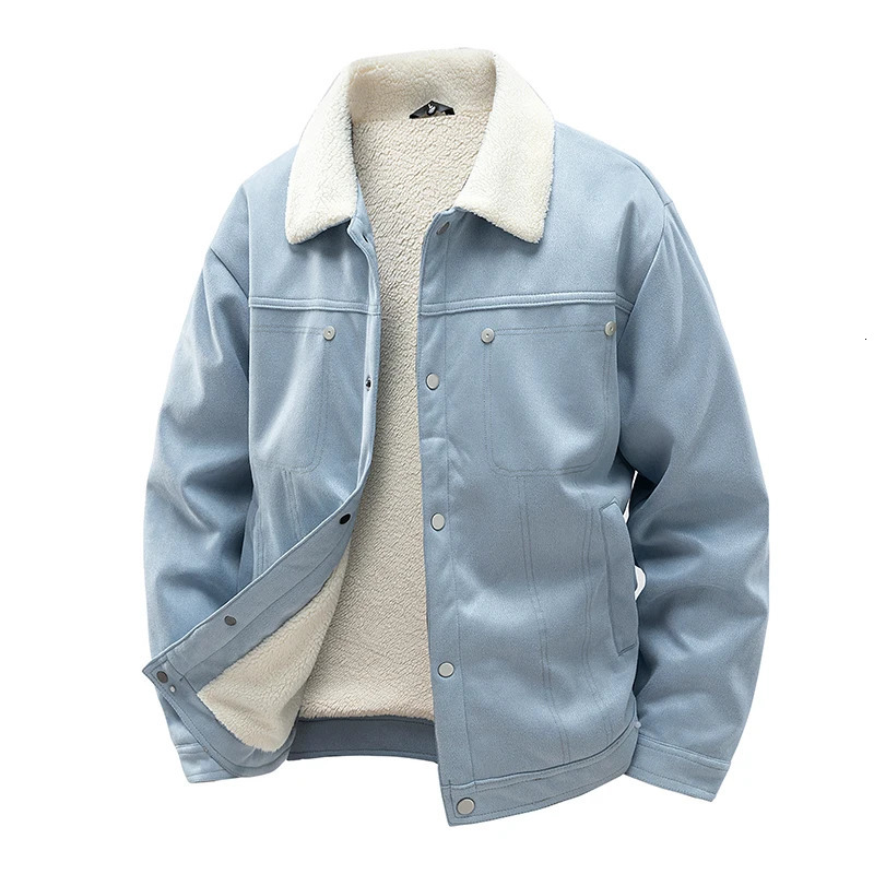 Autumn Winter Pu Leather Jacket for Men Outdoor Casual Vintage Warm Clothing Korean Fashion Men Plush Lining Outwear 250120