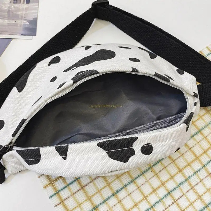 Women Cow Print Waist Fanny Pack Belt Pouch Travel Hip Bum Shoulder Bag Purse Drop 250122