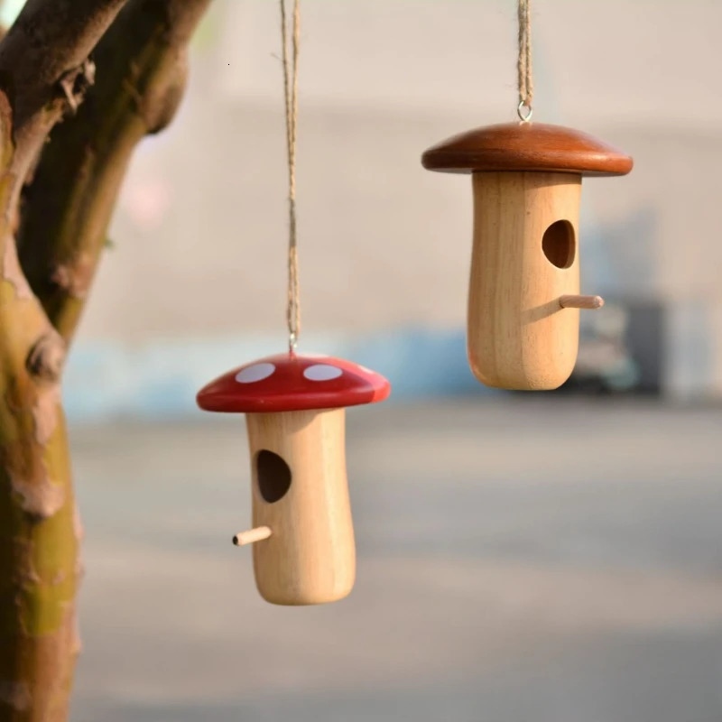 Wooden Hummingbird House Nature Ventilatio Humming Bird House Swing Parrot Swing Toy Hanging Ornament for Outside Garden Decor 250121