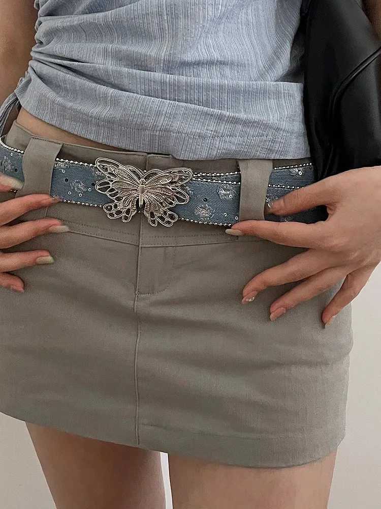 The Belt Lady Canvas New Summer Decoration Butterfly Smooth Buckle Belt With Jeans Tie-In Korean Version W250120
