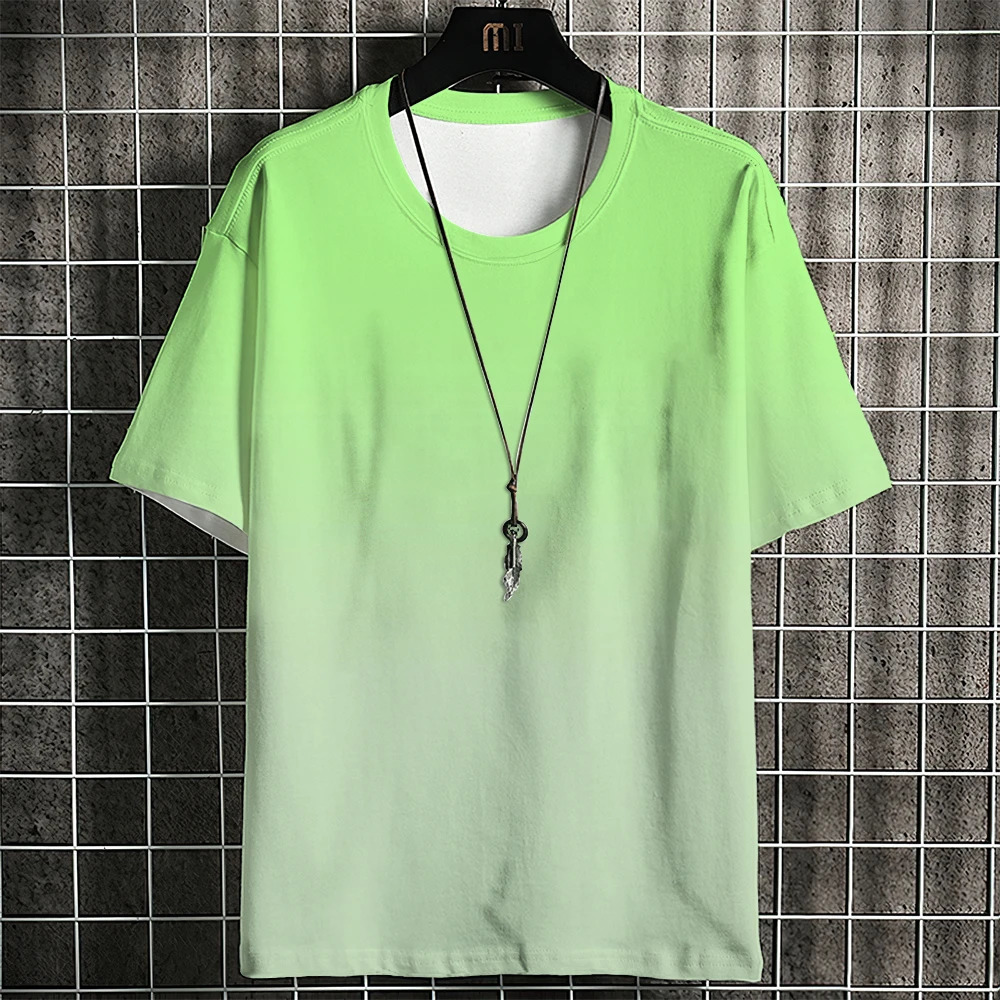 Summer Mens Tshirt Gradient Print Pattern Simple Trend Classic Street Style Clothing Casual High Quality Top 250122