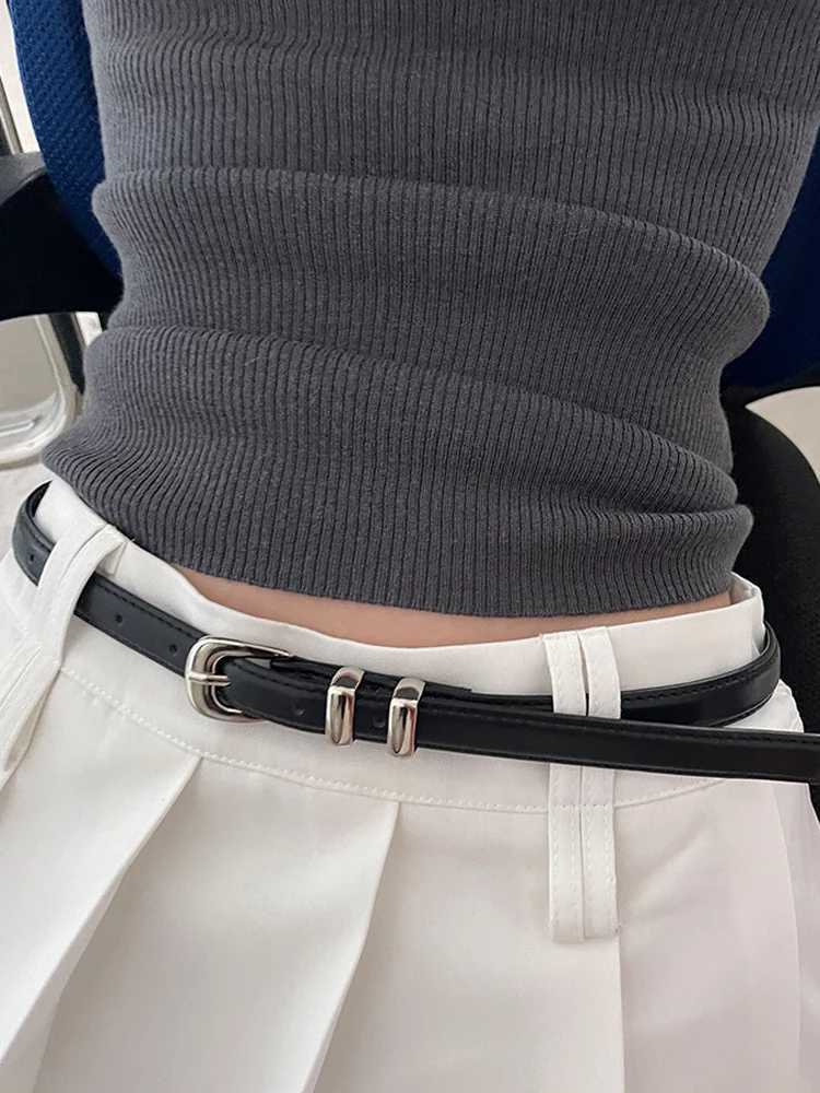 Womens Korean Casual Fashionable Belts Black Simple Thin PU Belts Trousers Skirt Versatile Belts Student Girls Jeans Sexy Belt W250120