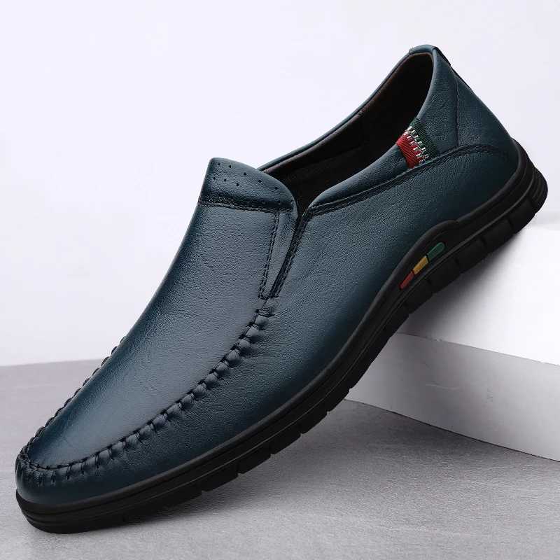 Genuine Leather Men Loafers Simple Moccasin Fi Slip Soft Flats Comfy Handmade Man Driving Footwear N-Slip Boat ShoesXJ250118