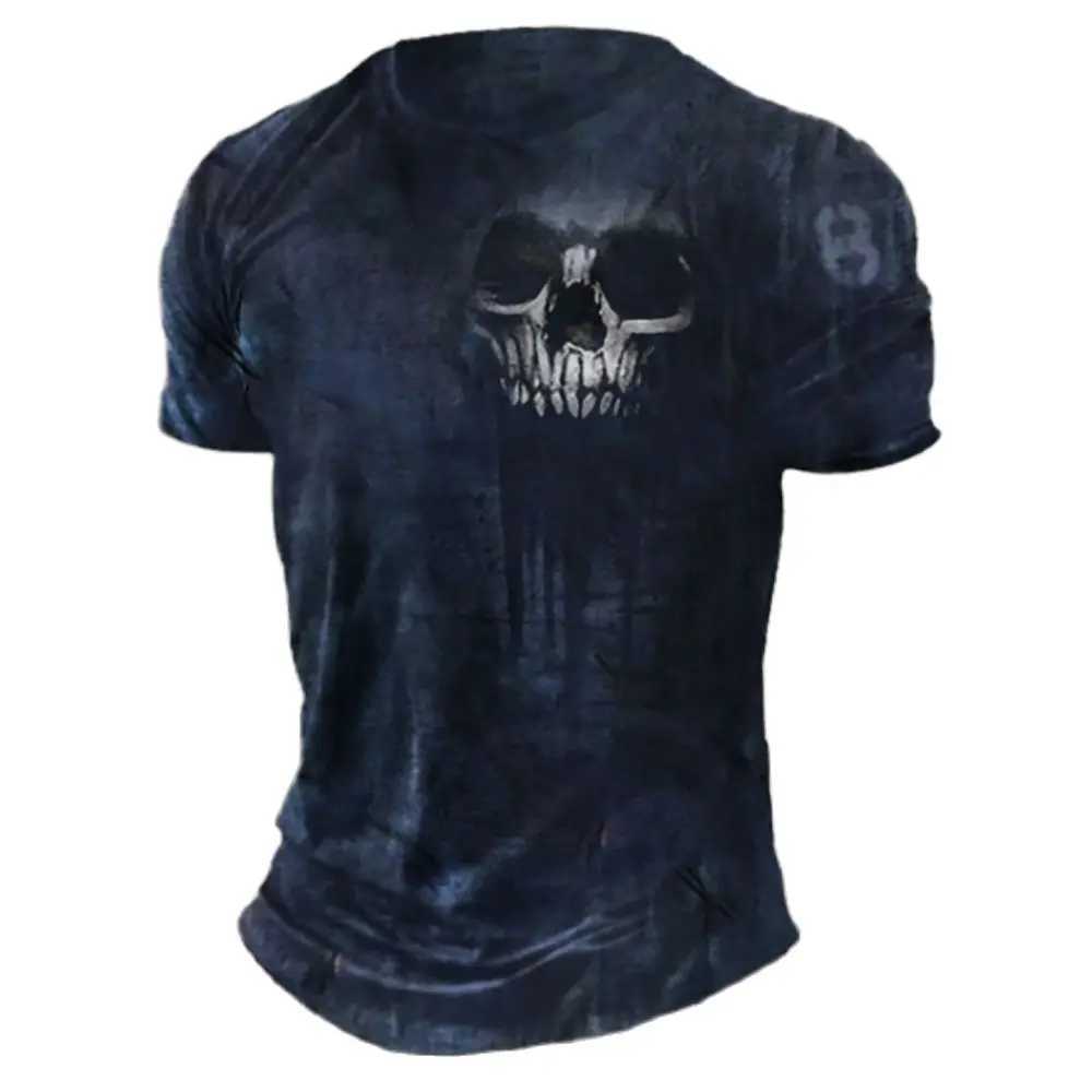 Mens summer T-shirt 3D retro horror skull top hip-hop rock streetwear O-neck short sleeved T-shirt oversized mens T-shirt W250117