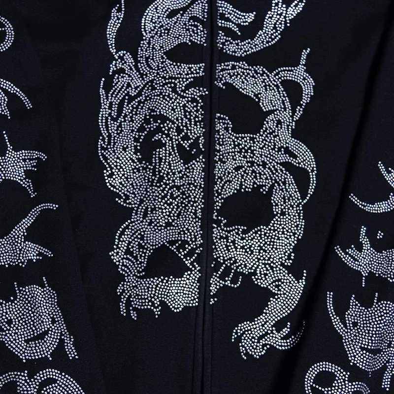 Fall Winter Rhinestone Embroidery Black Retro Jacket Men Women Hooded Sports Long Sleeve Oversized Casual Zipper Jackets Y2k Top W250117