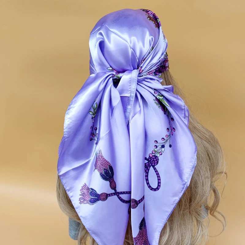 Women 90X90CM New Shls The Seasons Beach Scarves Fashion Model Square Silk Hijab Popular Design Sunscreen Headscarf W250118