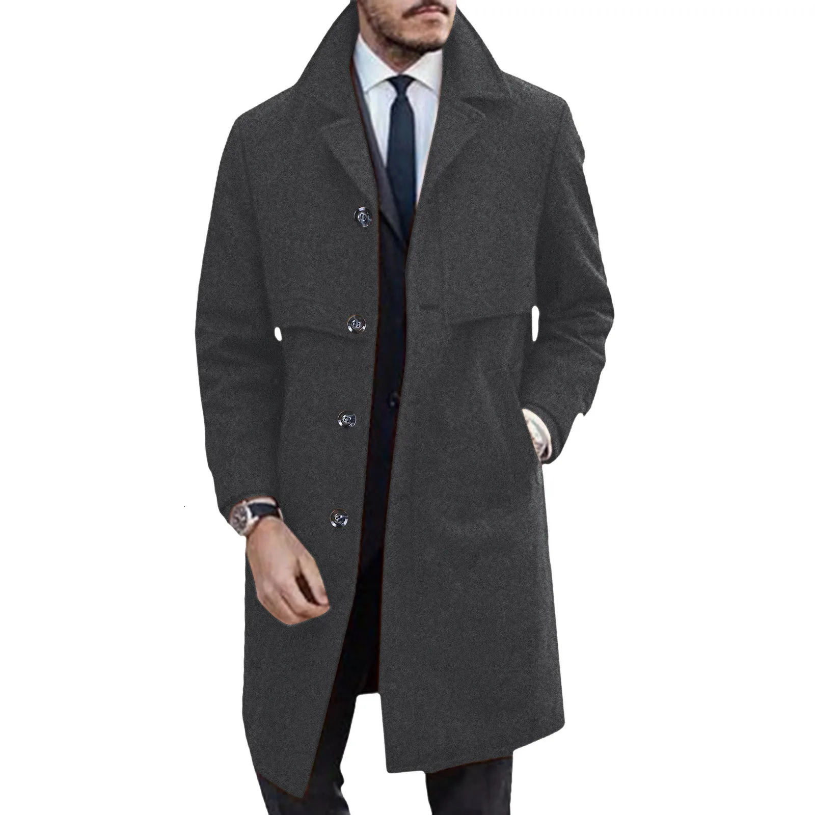 Mens Winter Trench Coat Fashion Casual Gentleman Simple Long for Men Loose Fit Outdoor and business Windbreaker 250120