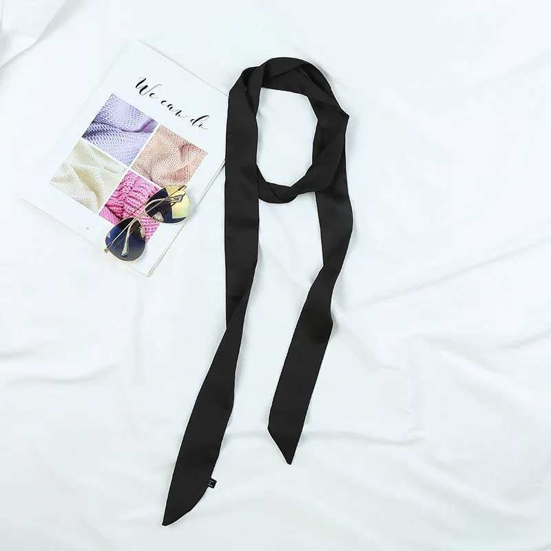 New Solid Color Slender Narrow Long Scarf Tied Bag Handle Scarves Small Satin Ribbon Decorative Bag Skinny Scarves W250118