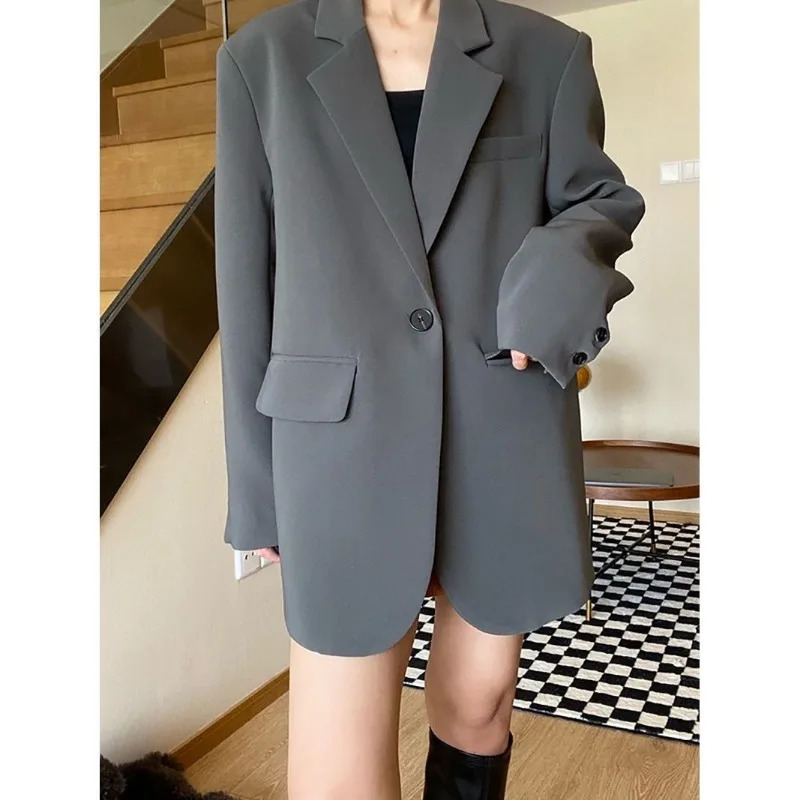 Oversize y Black Blazer Women Spring Autumn Coat Highend Loose Casual Long Sleeve n Suits Chic Mujer 250120