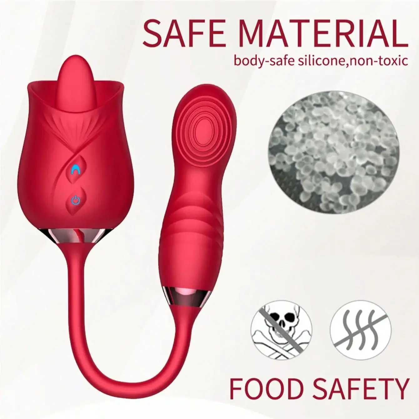 Rose tongue licking vibrator female clitoris G-Spot vaginal dual impact stimulator 10 vibration mode rose masturbator W250117