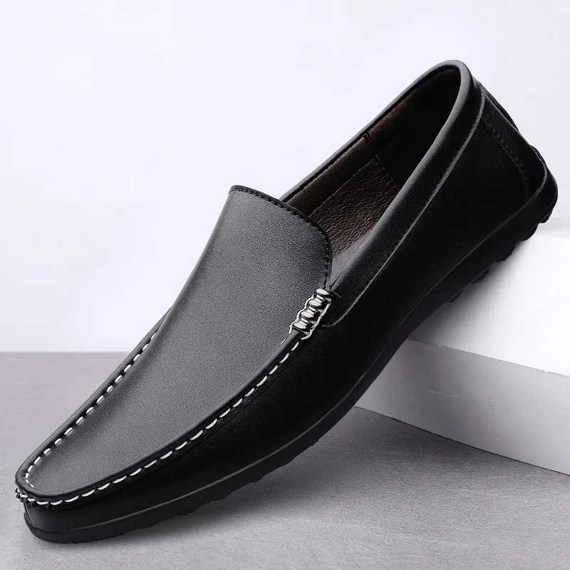 2025 Handmade Casual Men Genuine Leather Shoes Leather Casual Shoes Men Loafers Comfy Boat ShoesXJ250118