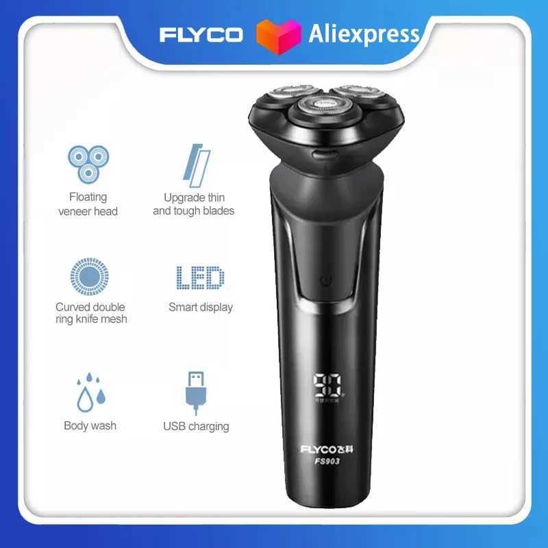 AIKIN Flyco FS903 Men Electric Shaver Smart IPX7 Waterproof Rechargeable Beard Razor 1 Hour Quick Charging Trimming HandW250117