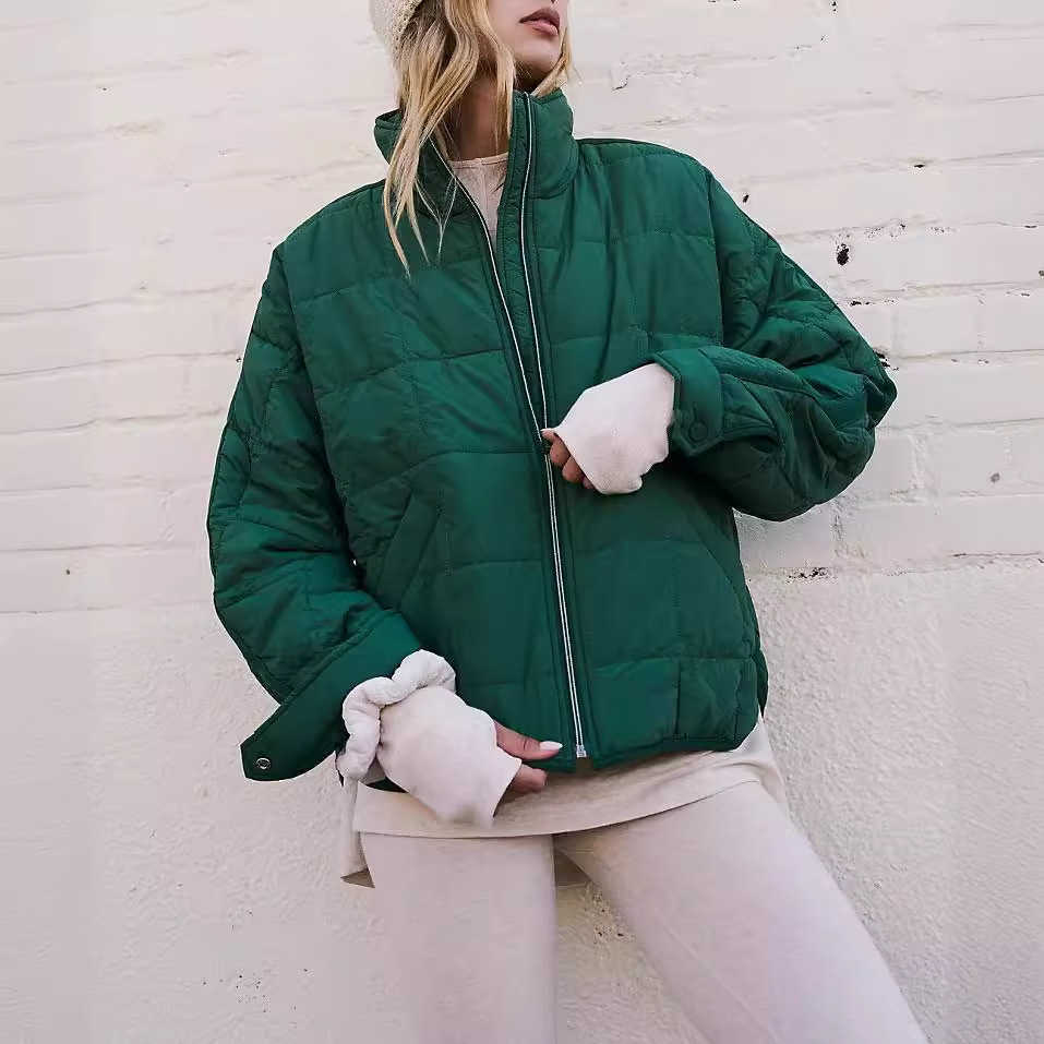 Autumn Winter New Womens Lightweight Zipper Compressible Cotton Suit Short Down Jacket Coat Womens Leather Womens Jacket 241209