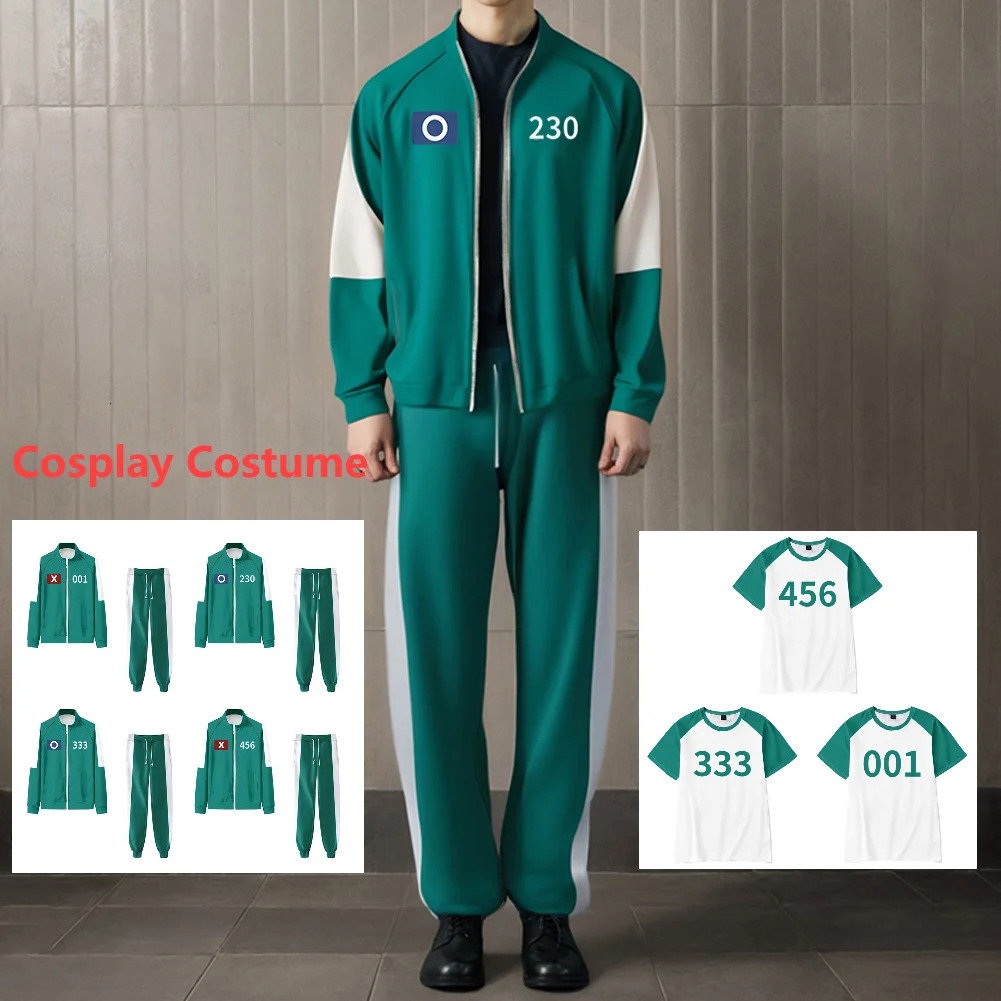 TV Player Seong Gi-hun Cosplay Costume 456/001 Sports Tracksuit Games Disguise Halloween Party Clothes For Men Women Sweatshirt 250121