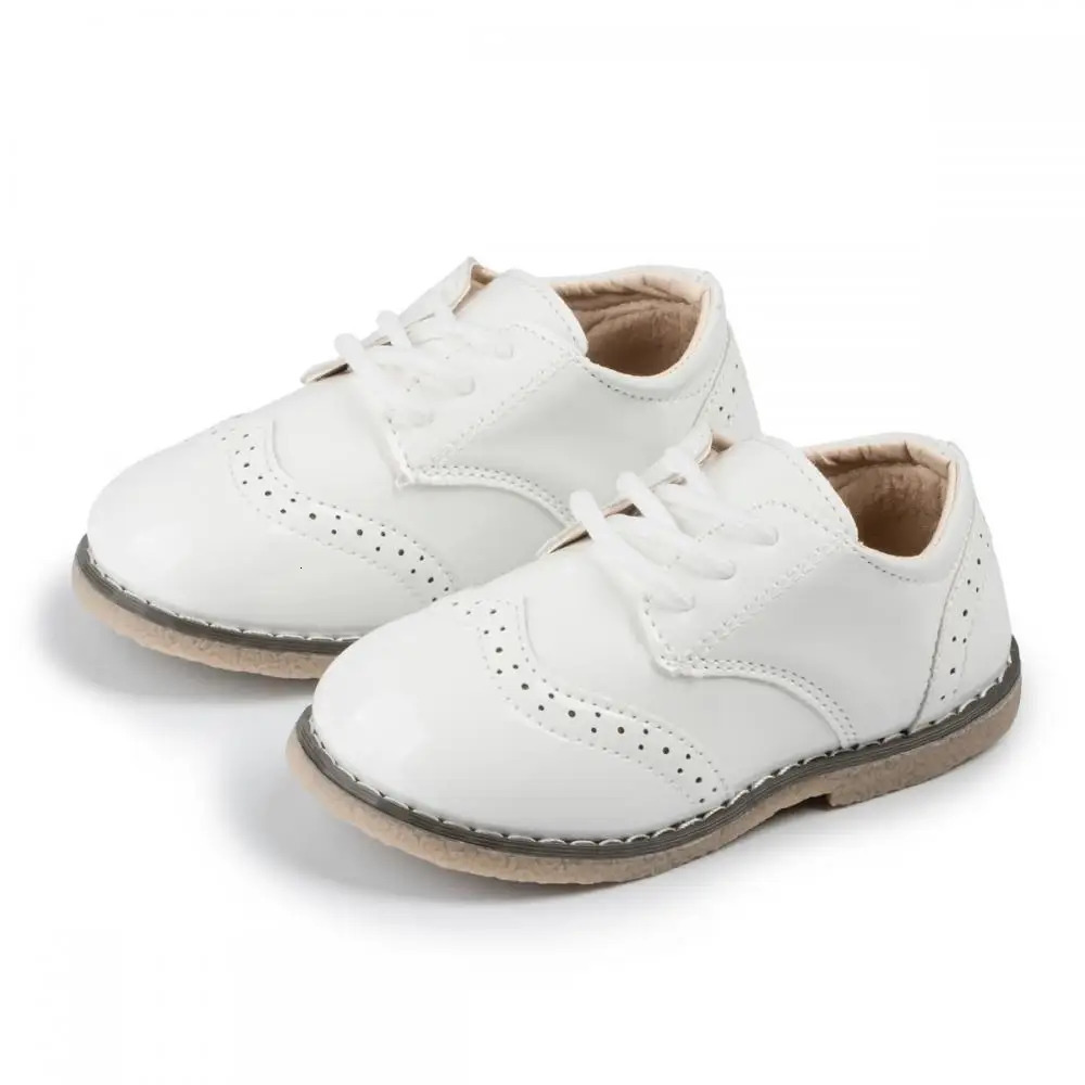 Childrens Leather Shoes AntiSlip Waterproof Casual Boys Girls LaceUp Solid Color Sneakers Young 250117