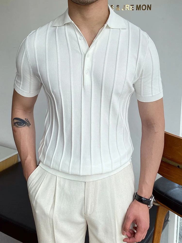 Summer Men Fashion Polo Shirts Short Sleeve Turn-down Collar Patchwork Casual Polos Mens Clothing Male Tops Pullover Streetwear 250122