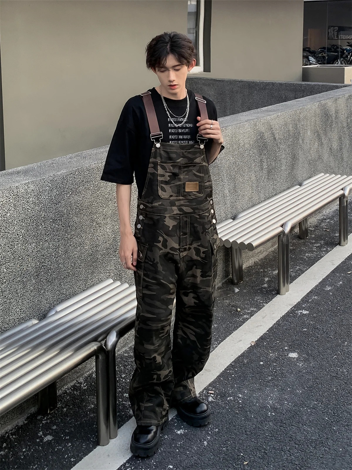 American Logging Camouflage Workwear Overalls Mens Straight Tube Loose Street Cool Casual Denim Cargo Pants Punk Streetwear 250109