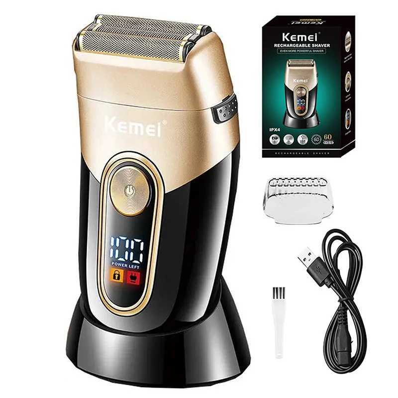 Kemei KM-3209 Mens Shaver With Charging Base Electric Razor Wet or Dry Beard Shaving Rechargeable Shaver Double Net PowerfulW250117
