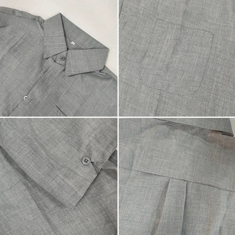 Summer Cotton Linen Shirts for Men Casual Short Sleeved Blouses Solid TurnDown Collar Formal Beach Male Clothing 250122