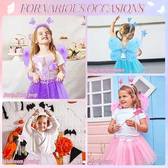 Luminous Fairy Wing 2-8 Years Dance Costume Birthday Dance Costume Colorful Princess Butterfly Costume Glowing Fairy Elf W250117