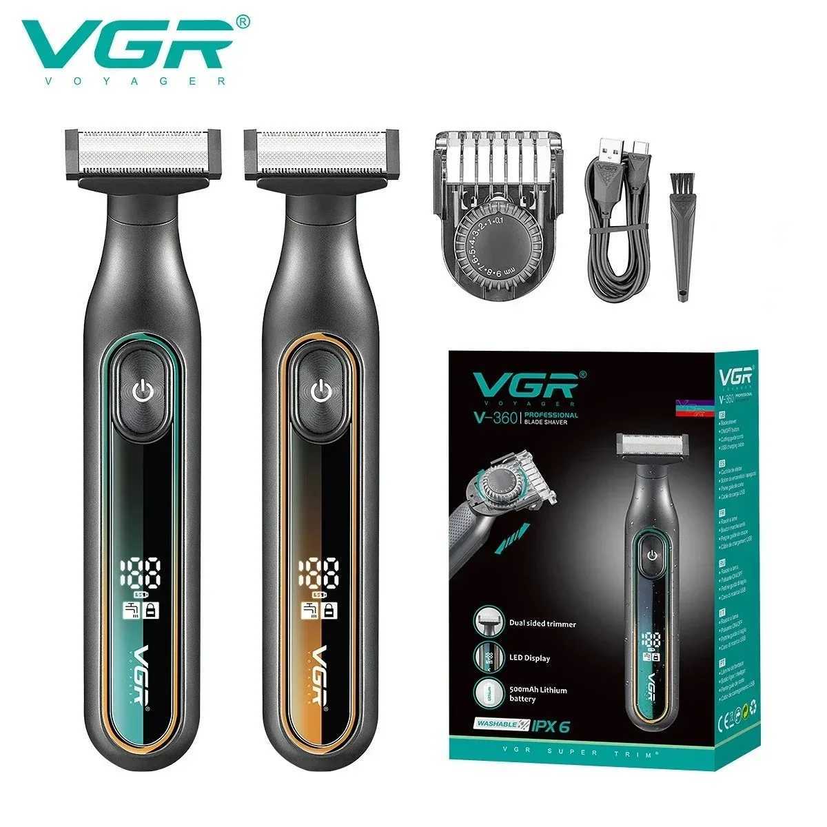 VGR Shaver Professional Razor Portable Hair Trimmer Adjustable Beard Trimmer IPX6 Razor Electric Shaving Mane for Men V-360W250117