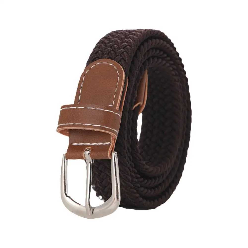 120-130cm Casual Knitted Pin Buckle Men Belt Woven Canvas Elastic Expandable Braided Stretch Belts For Women Jeans Female B K7I5 W250120