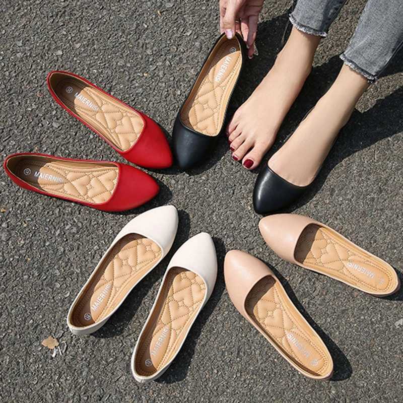Spring Autumn Woman Flats Pointed Toe Slip Flat Shoes Ladies Ballet Flats Boat Shoes Fi Plus Size 36-42 43 46XJ250118