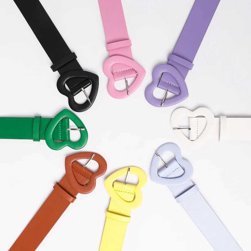 3.8x105cm Heart Belt for Women Love Buckle New Pu Leather Jeans Belts Ladies Cute Pink Belt Female Personality Dress Waistband W250120