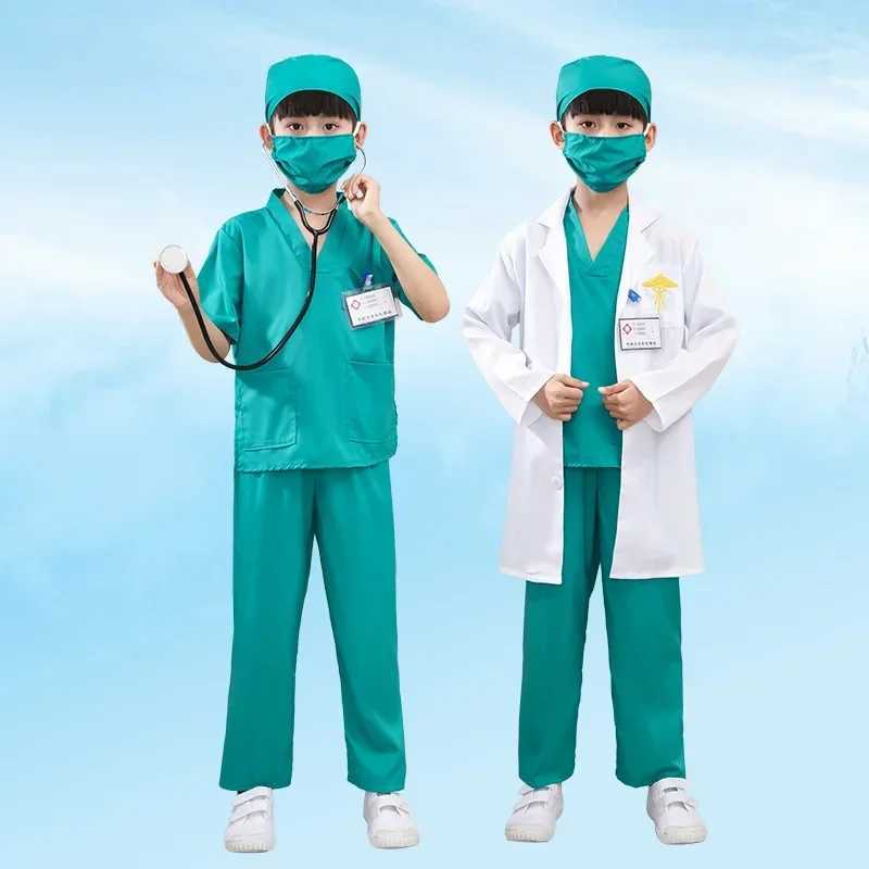 Childrens White Coat Nurses Suit Little Doctors Surgical Suit Toddlers Boys and Girls Retrograde Dance Costume W250117