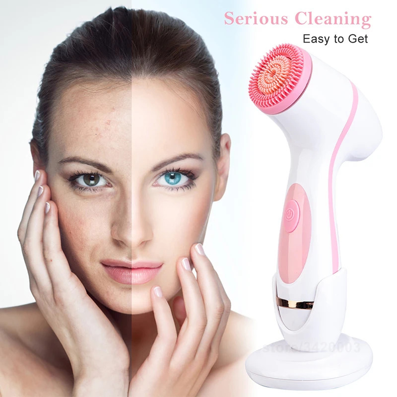 4 IN 1 Electric Facial Cleansing Brush Face Roller Massager Face Exfoliating Ultrasonic Washing Brush Cleanser Beauty Skin Care 250121