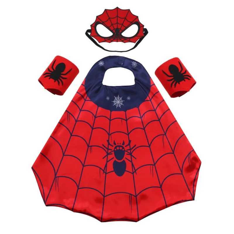Cartoon Superhero Costume Set for Boys and Girls Halloween Dress Up Spider Cape and Mask with Wristband W250117
