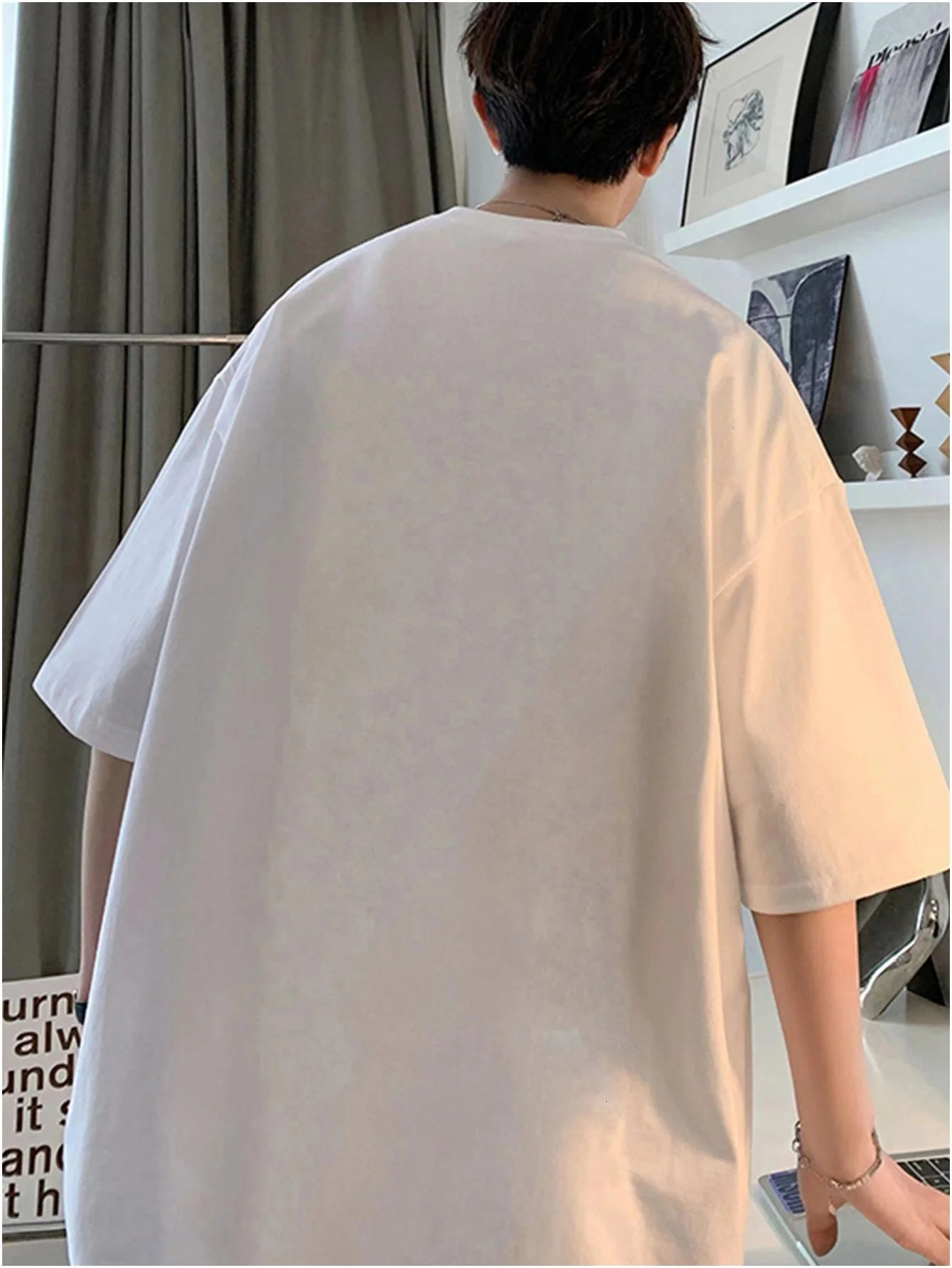 Korean Style Men Tops Kpop Streetwear STAY Print Cotton Male Tees Oversize Casual Unisex Tshirts Y2k Harajuku 250122