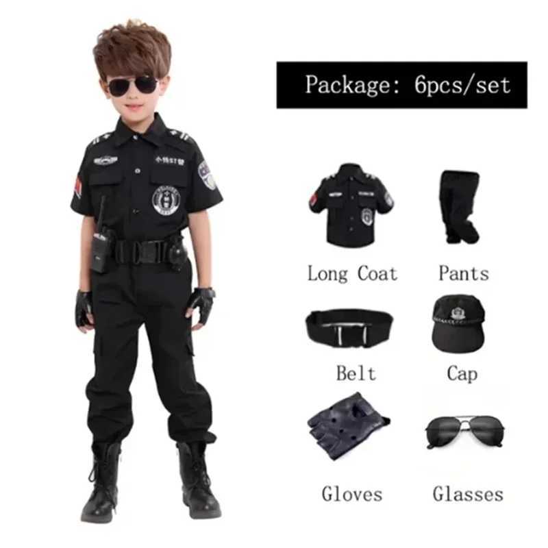 Halloween Childrens Police Role Playing Costumes for Boys and Girls Childrens Police Uniforms Military Police Costume Set Party Dress up Gifts W250117