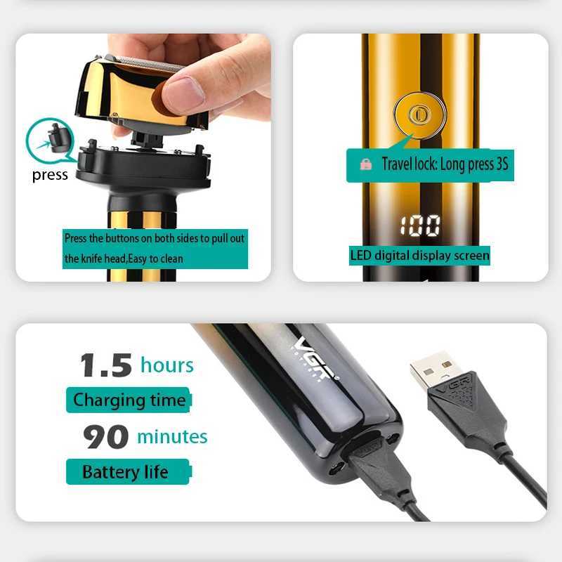 Original VGR 3in1 Foil Electric Shaver For Men grooming kit Facial Beard Hair Eyebrow Trimmer Rechargeable Electric RazorW250117