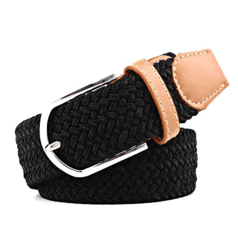High Quality Fashionable Elastic Canvas Belt for Women Men Knitted Waistband Pin Buckle Adjustable Casual Canvas Belts for Jeans W250120