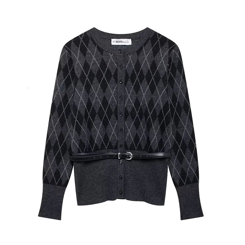 Willshela Women Fashion 2 Piece Sets Grey Single Breasted Sweater Vintage Elastic Waist Skirt Female Chic Lady Skirts Set 250122
