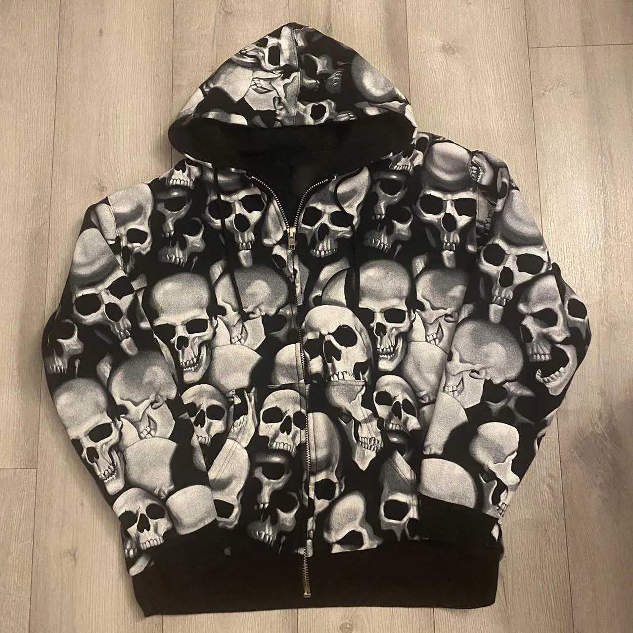 Zipper Hoodie Mens Y2K Costume Halloween Hoodie Fashion Hoodie Gothic Womens Headframe Printed Long Sleeve Sweater Oversized Top W250117