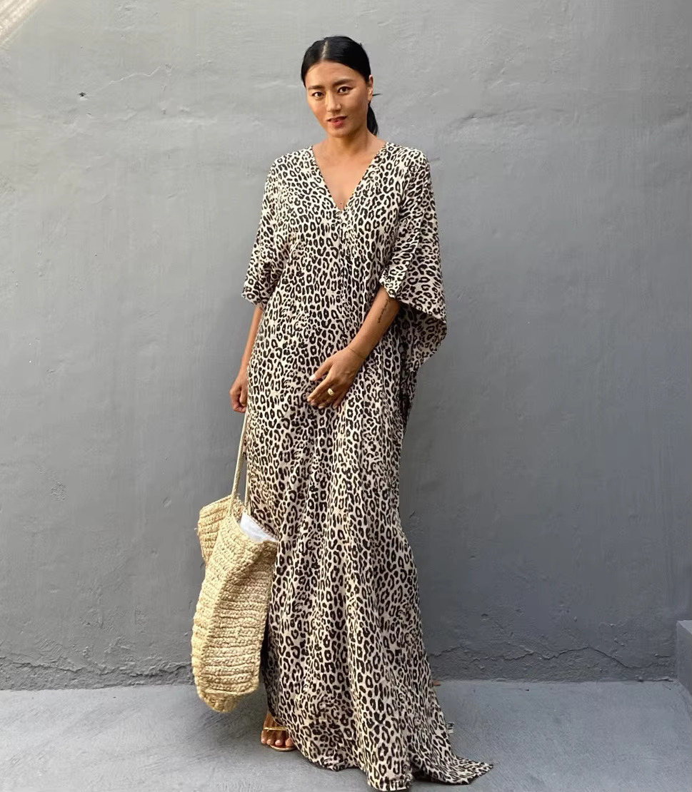 Wehello-Women's Beach Cover Ups For Swimwear, Leopard Kaftan Kimono, Swimsuit Cape, Summer Dress, Beachwear Outfits, Dropship